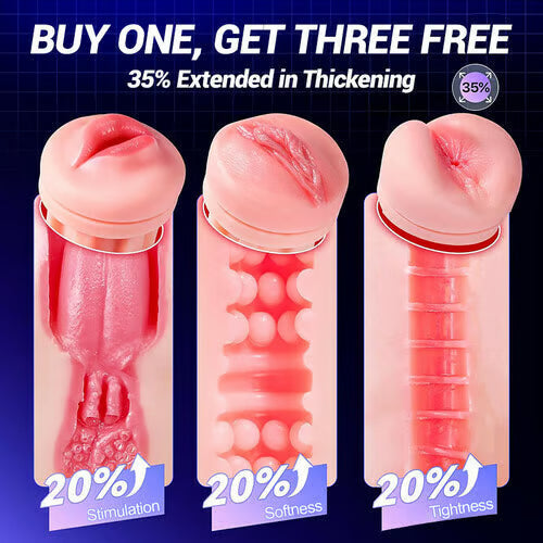 Moški masturbator (model 2026) s tremi zamenljivimi tulci in funkcijo vakuumske črpalke, ki ponuja 9 načinov sesanja in 9 načinov vibracij.